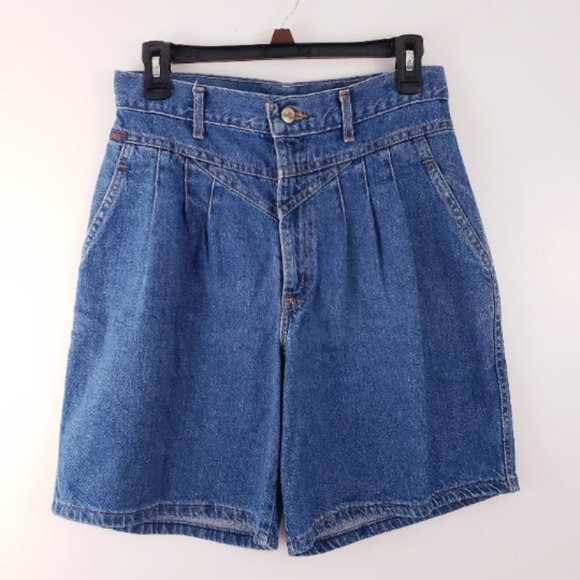 chic Pants - Chic Pleated Denim Super High Waist Mom Jean Shorts Size 12 Vintage 90s
